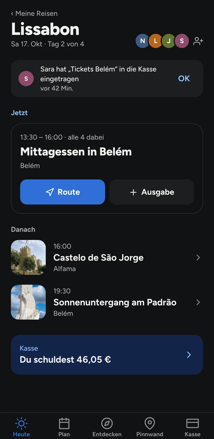 Heute-Ansicht einer Reise nach Lissabon